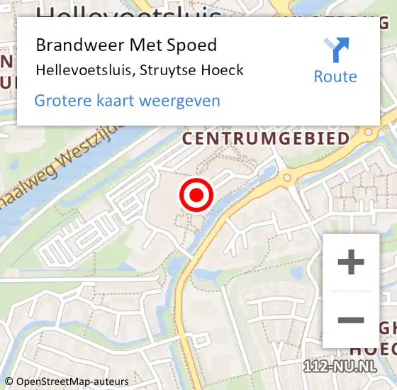 Locatie op kaart van de 112 melding: Brandweer Met Spoed Naar Hellevoetsluis, Struytse Hoeck op 7 februari 2023 07:02