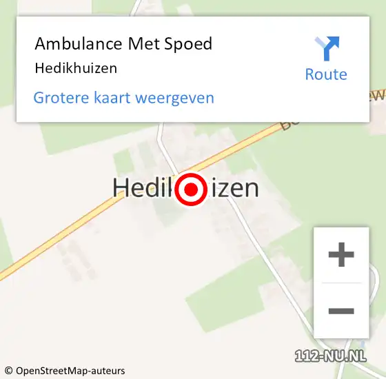 Locatie op kaart van de 112 melding: Ambulance Met Spoed Naar Hedikhuizen op 7 februari 2023 07:14