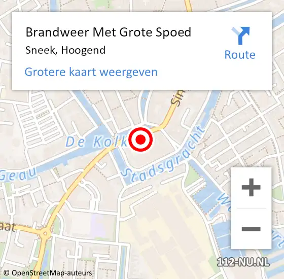 Locatie op kaart van de 112 melding: Brandweer Met Grote Spoed Naar Sneek, Hoogend op 7 februari 2023 07:41