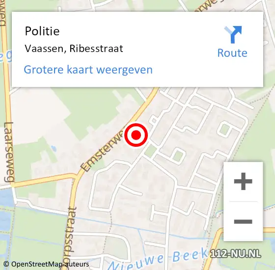Locatie op kaart van de 112 melding: Politie Vaassen, Ribesstraat op 7 februari 2023 07:43