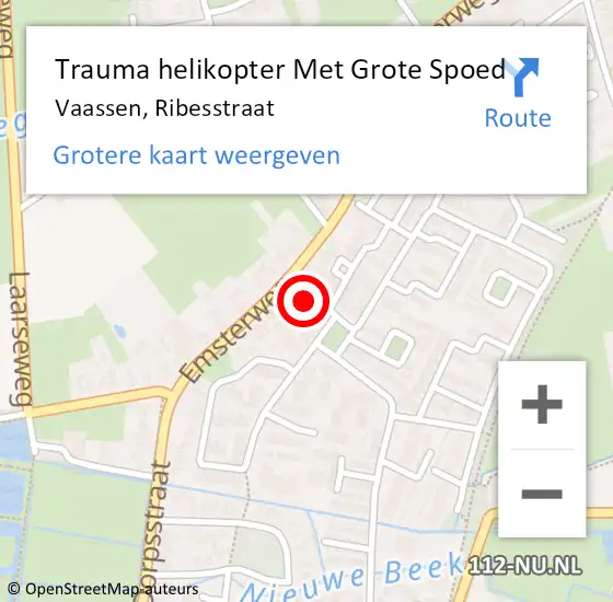 Locatie op kaart van de 112 melding: Trauma helikopter Met Grote Spoed Naar Vaassen, Ribesstraat op 7 februari 2023 07:43