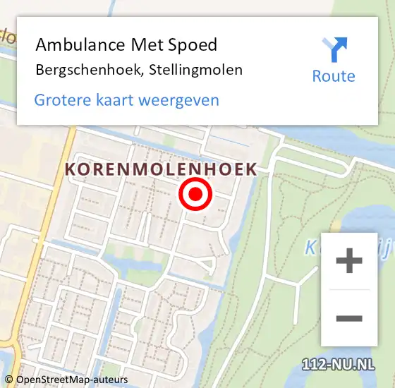 Locatie op kaart van de 112 melding: Ambulance Met Spoed Naar Bergschenhoek, Stellingmolen op 7 februari 2023 08:02