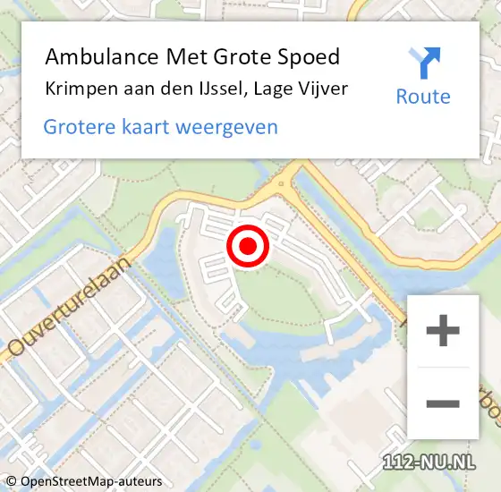 Locatie op kaart van de 112 melding: Ambulance Met Grote Spoed Naar Krimpen aan den IJssel, Lage Vijver op 7 februari 2023 08:03