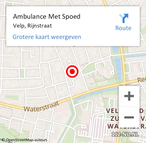 Locatie op kaart van de 112 melding: Ambulance Met Spoed Naar Velp, Rijnstraat op 7 februari 2023 08:18