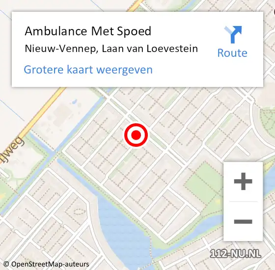 Locatie op kaart van de 112 melding: Ambulance Met Spoed Naar Nieuw-Vennep, Laan van Loevestein op 7 februari 2023 08:26