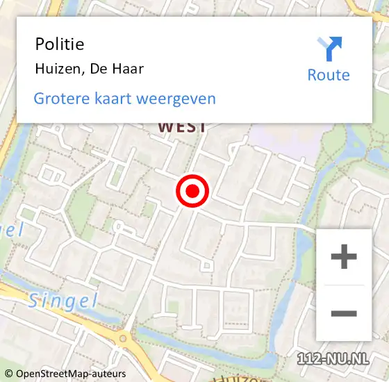 Locatie op kaart van de 112 melding: Politie Huizen, De Haar op 7 februari 2023 08:31