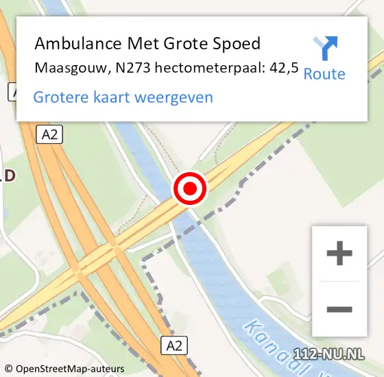 Locatie op kaart van de 112 melding: Ambulance Met Grote Spoed Naar Maasgouw, N273 hectometerpaal: 42,5 op 7 februari 2023 08:36