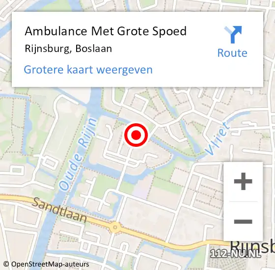 Locatie op kaart van de 112 melding: Ambulance Met Grote Spoed Naar Rijnsburg, Boslaan op 7 februari 2023 08:40