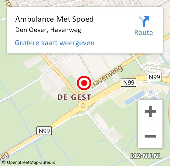 Locatie op kaart van de 112 melding: Ambulance Met Spoed Naar Den Oever, Havenweg op 7 februari 2023 09:37