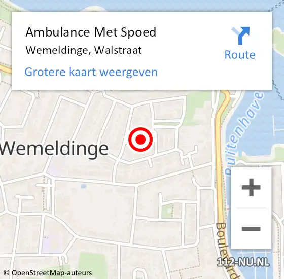 Locatie op kaart van de 112 melding: Ambulance Met Spoed Naar Wemeldinge, Walstraat op 14 augustus 2014 17:54