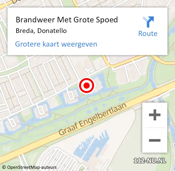 Locatie op kaart van de 112 melding: Brandweer Met Grote Spoed Naar Breda, Donatello op 7 februari 2023 09:43