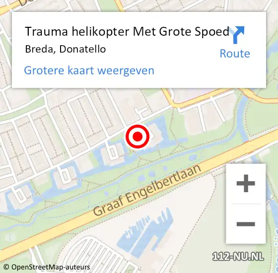 Locatie op kaart van de 112 melding: Trauma helikopter Met Grote Spoed Naar Breda, Donatello op 7 februari 2023 09:44