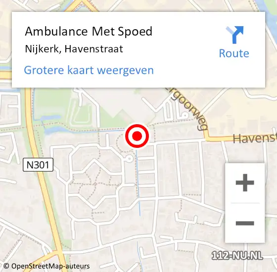 Locatie op kaart van de 112 melding: Ambulance Met Spoed Naar Nijkerk, Havenstraat op 7 februari 2023 10:18