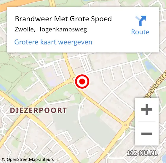 Locatie op kaart van de 112 melding: Brandweer Met Grote Spoed Naar Zwolle, Hogenkampsweg op 7 februari 2023 10:18