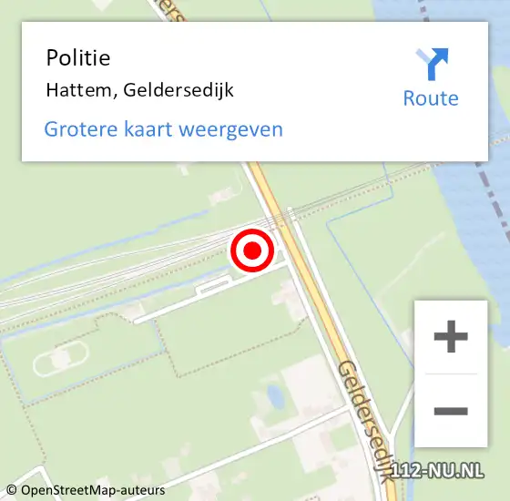 Locatie op kaart van de 112 melding: Politie Hattem, Geldersedijk op 7 februari 2023 11:11