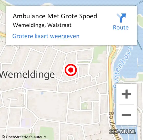 Locatie op kaart van de 112 melding: Ambulance Met Grote Spoed Naar Wemeldinge, Walstraat op 14 augustus 2014 18:04