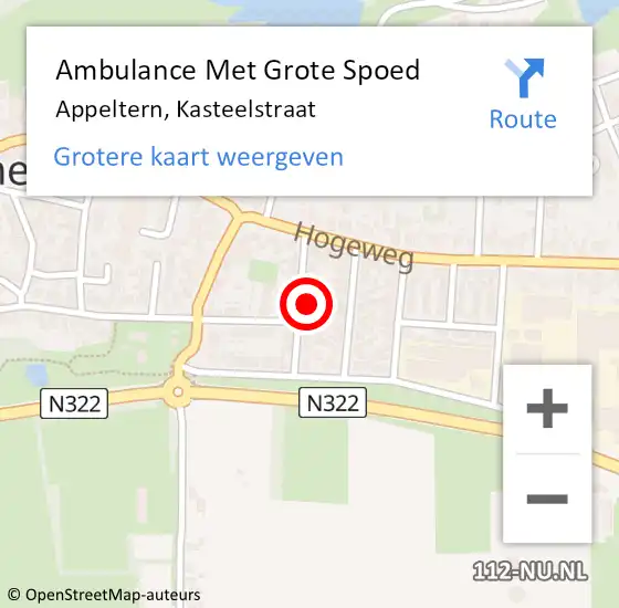 Locatie op kaart van de 112 melding: Ambulance Met Grote Spoed Naar Appeltern, Kasteelstraat op 7 februari 2023 11:23