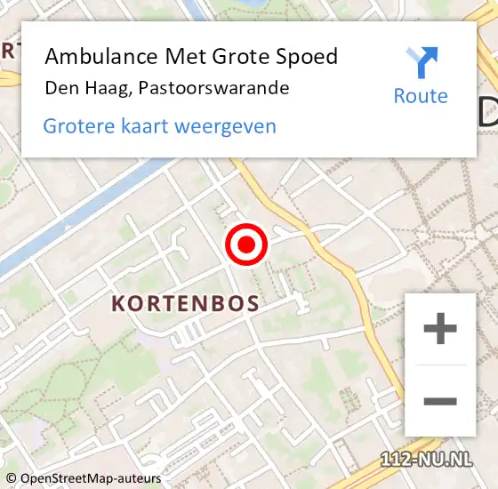 Locatie op kaart van de 112 melding: Ambulance Met Grote Spoed Naar Den Haag, Pastoorswarande op 7 februari 2023 11:28