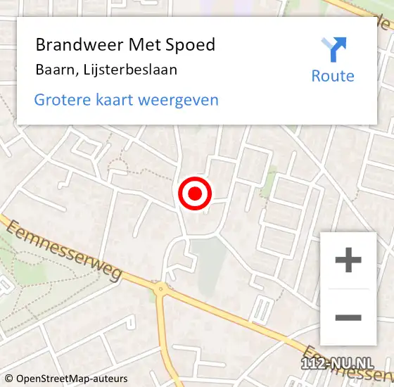 Locatie op kaart van de 112 melding: Brandweer Met Spoed Naar Baarn, Lijsterbeslaan op 7 februari 2023 11:36