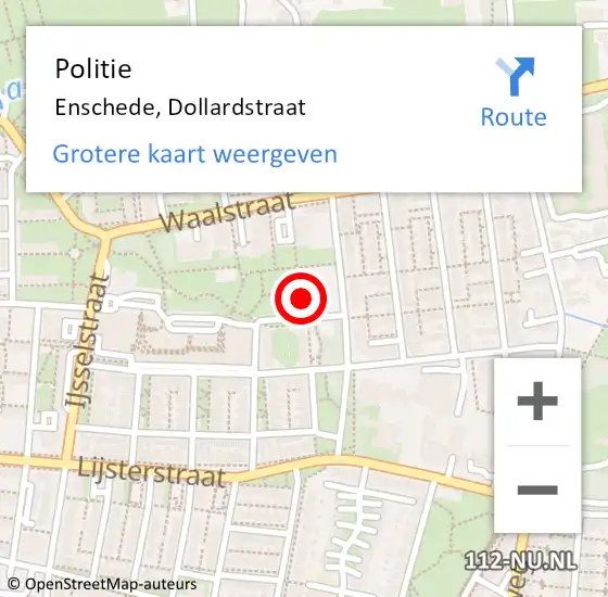 Locatie op kaart van de 112 melding: Politie Enschede, Dollardstraat op 7 februari 2023 11:41