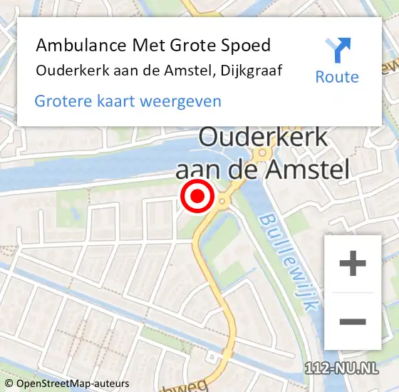Locatie op kaart van de 112 melding: Ambulance Met Grote Spoed Naar Ouderkerk aan de Amstel, Dijkgraaf op 7 februari 2023 11:56