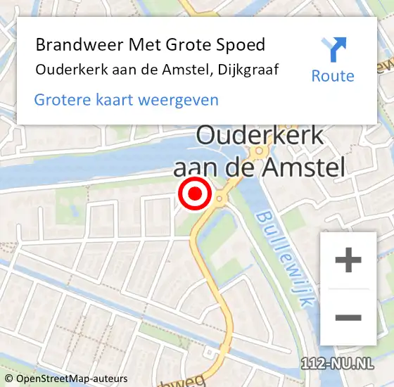 Locatie op kaart van de 112 melding: Brandweer Met Grote Spoed Naar Ouderkerk aan de Amstel, Dijkgraaf op 7 februari 2023 11:57