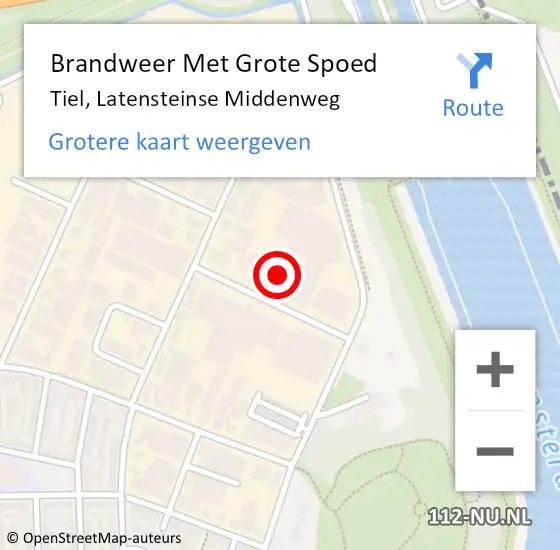 Locatie op kaart van de 112 melding: Brandweer Met Grote Spoed Naar Tiel, Latensteinse Middenweg op 7 februari 2023 11:59