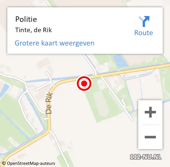 Locatie op kaart van de 112 melding: Politie Tinte, de Rik op 7 februari 2023 12:03