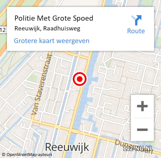 Locatie op kaart van de 112 melding: Politie Met Grote Spoed Naar Reeuwijk, Raadhuisweg op 7 februari 2023 12:13