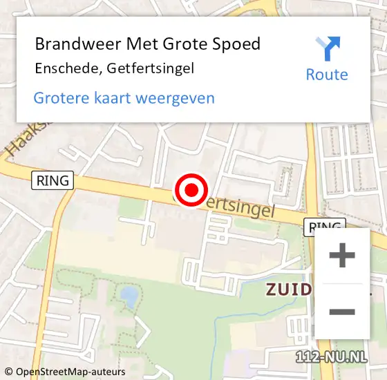 Locatie op kaart van de 112 melding: Brandweer Met Grote Spoed Naar Enschede, Getfertsingel op 7 februari 2023 12:13