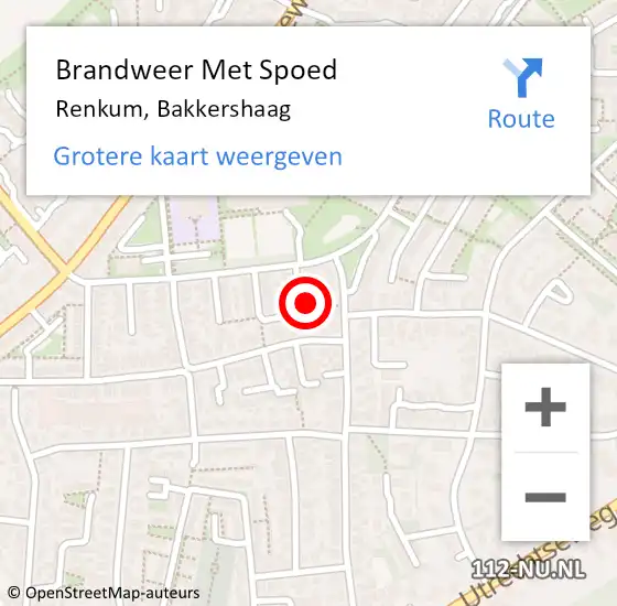 Locatie op kaart van de 112 melding: Brandweer Met Spoed Naar Renkum, Bakkershaag op 7 februari 2023 12:20