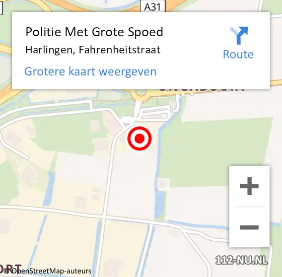 Locatie op kaart van de 112 melding: Politie Met Grote Spoed Naar Harlingen, Fahrenheitstraat op 7 februari 2023 12:22