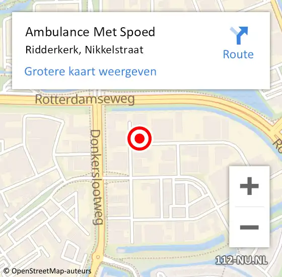 Locatie op kaart van de 112 melding: Ambulance Met Spoed Naar Ridderkerk, Nikkelstraat op 7 februari 2023 12:42