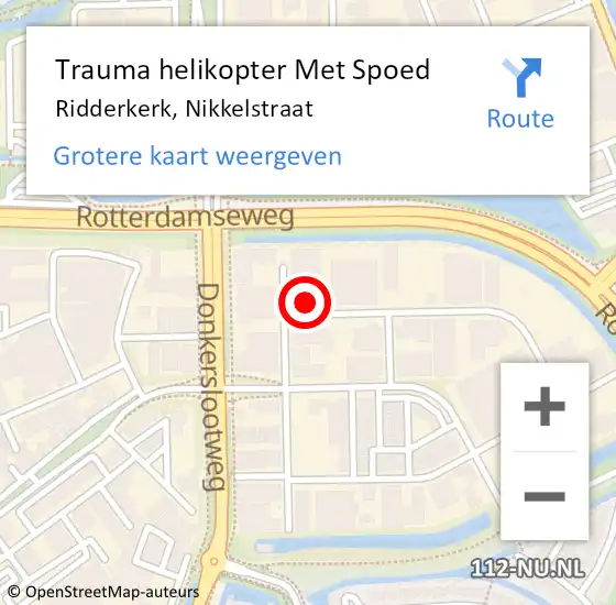 Locatie op kaart van de 112 melding: Trauma helikopter Met Spoed Naar Ridderkerk, Nikkelstraat op 7 februari 2023 12:43