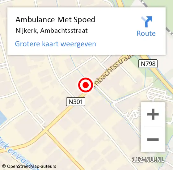 Locatie op kaart van de 112 melding: Ambulance Met Spoed Naar Nijkerk, Ambachtsstraat op 7 februari 2023 12:50