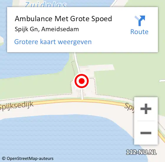 Locatie op kaart van de 112 melding: Ambulance Met Grote Spoed Naar Spijk Gn, Ameidsedam op 7 februari 2023 12:55