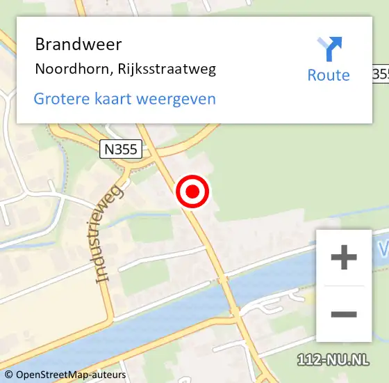 Locatie op kaart van de 112 melding: Brandweer Noordhorn, Rijksstraatweg op 14 augustus 2014 18:14