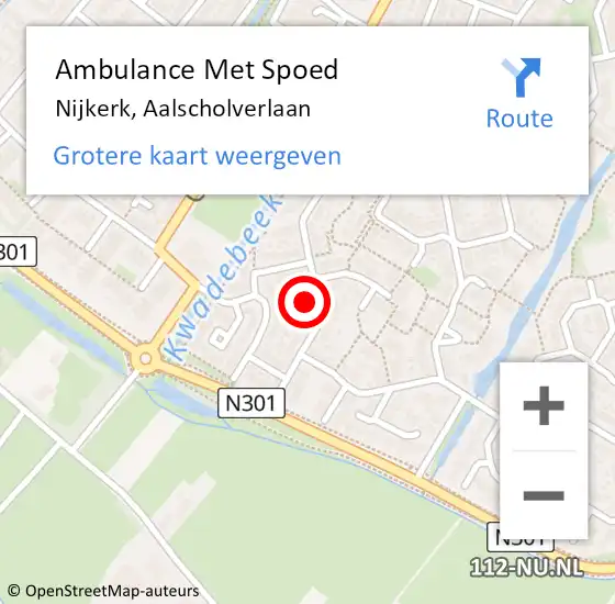 Locatie op kaart van de 112 melding: Ambulance Met Spoed Naar Nijkerk, Aalscholverlaan op 7 februari 2023 13:09