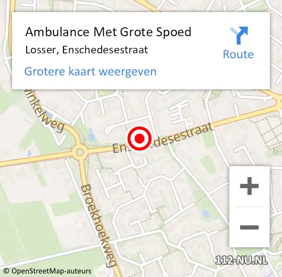 Locatie op kaart van de 112 melding: Ambulance Met Grote Spoed Naar Losser, Enschedesestraat op 7 februari 2023 13:18