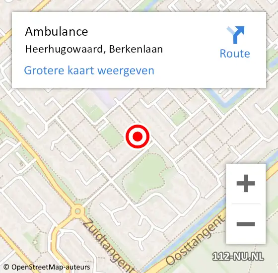 Locatie op kaart van de 112 melding: Ambulance Heerhugowaard, Berkenlaan op 7 februari 2023 13:39