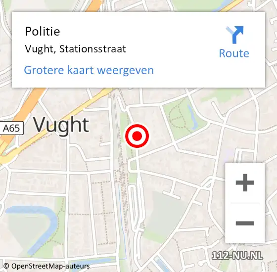 Locatie op kaart van de 112 melding: Politie Vught, Stationsstraat op 7 februari 2023 13:57