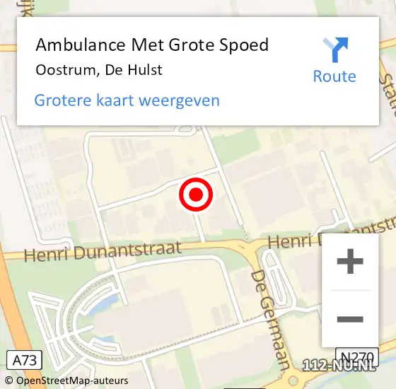 Locatie op kaart van de 112 melding: Ambulance Met Grote Spoed Naar Oostrum, De Hulst op 7 februari 2023 14:05