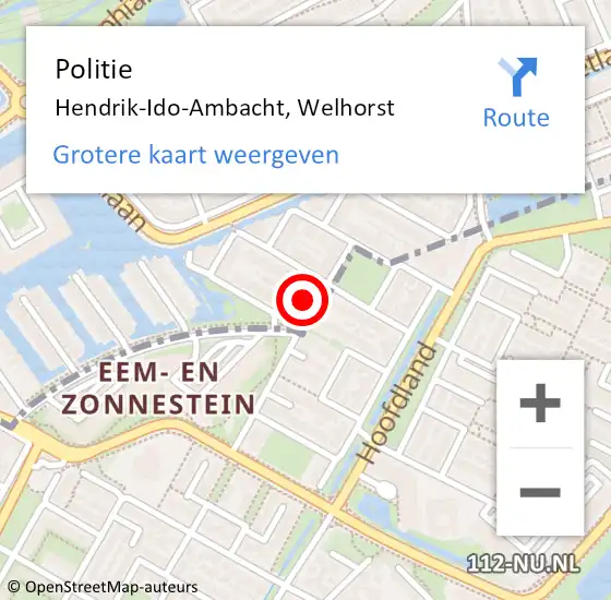 Locatie op kaart van de 112 melding: Politie Hendrik-Ido-Ambacht, Welhorst op 7 februari 2023 14:25