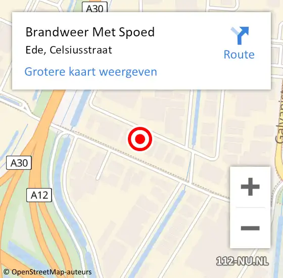 Locatie op kaart van de 112 melding: Brandweer Met Spoed Naar Ede, Celsiusstraat op 7 februari 2023 14:25