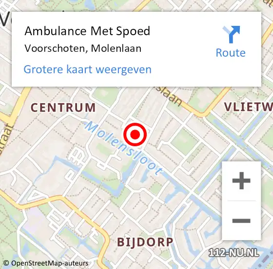 Locatie op kaart van de 112 melding: Ambulance Met Spoed Naar Voorschoten, Molenlaan op 7 februari 2023 14:42