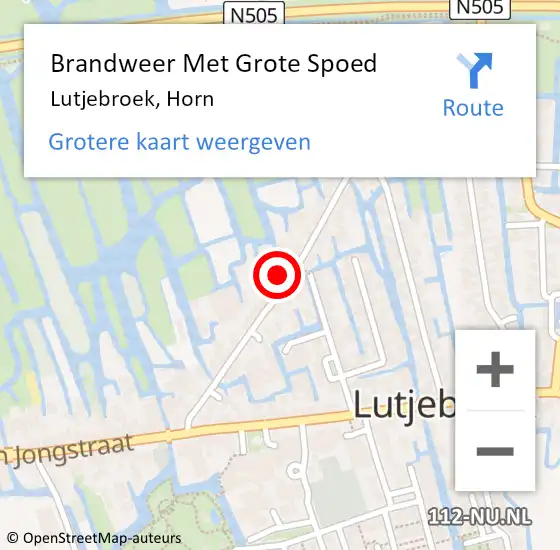 Locatie op kaart van de 112 melding: Brandweer Met Grote Spoed Naar Lutjebroek, Horn op 7 februari 2023 14:47