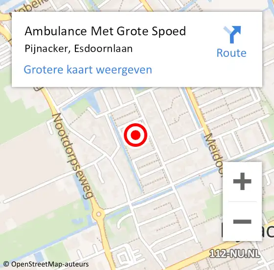 Locatie op kaart van de 112 melding: Ambulance Met Grote Spoed Naar Pijnacker, Esdoornlaan op 7 februari 2023 14:59