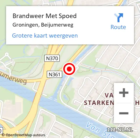 Locatie op kaart van de 112 melding: Brandweer Met Spoed Naar Groningen, Beijumerweg op 7 februari 2023 14:59