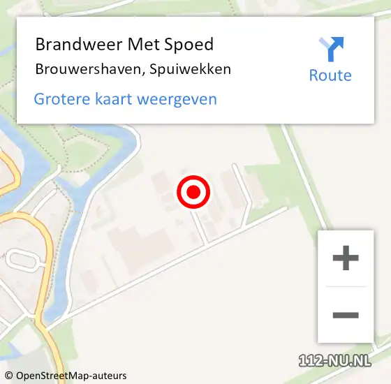 Locatie op kaart van de 112 melding: Brandweer Met Spoed Naar Brouwershaven, Spuiwekken op 7 februari 2023 15:07