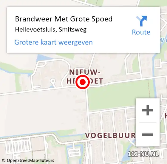 Locatie op kaart van de 112 melding: Brandweer Met Grote Spoed Naar Hellevoetsluis, Smitsweg op 7 februari 2023 15:14